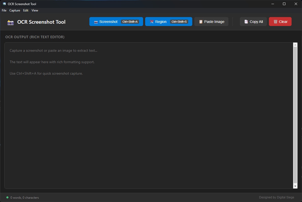 Main application window with extracted text